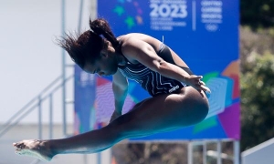 Anisley García compite en la ronda eliminatoria del trampolín 1 metro del clavado con sede en el 