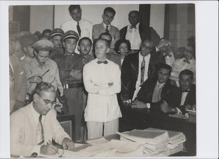 Fidel Castro vistiendo la toga durante el juicio contra Emilio «Millo» Ochoa, el 12 de septiembre de 1952.
FOTO: OFICINA DE ASUNTOS HISTÓRICOS