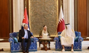 Presidente cubano y el Emir de Qatar