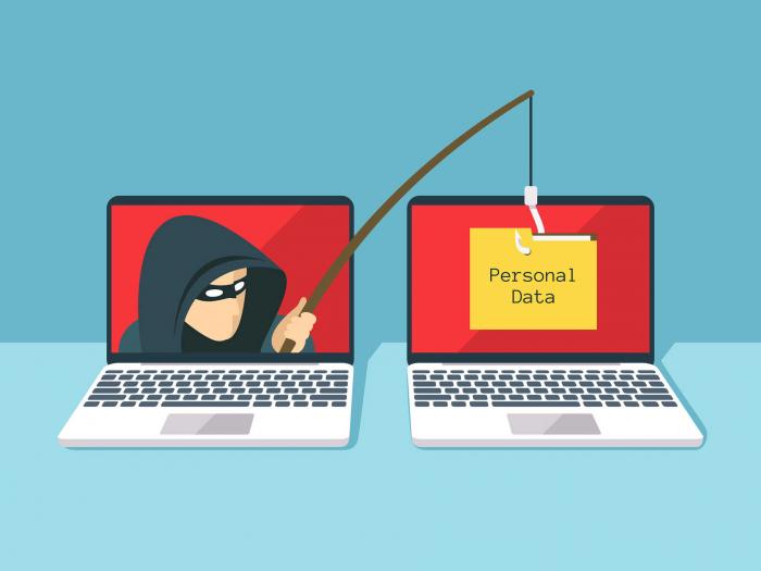 Phishing scam, hacker attack and web security vector concept. Illustration of phishing and fraud, online scam and steal