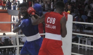 60 Torneo Playa Giron combate de 75 kg entre Juan O. Ilizastigui de GTM de azul y Jorge Cuellar de SSP de rojo y ganador del combate.