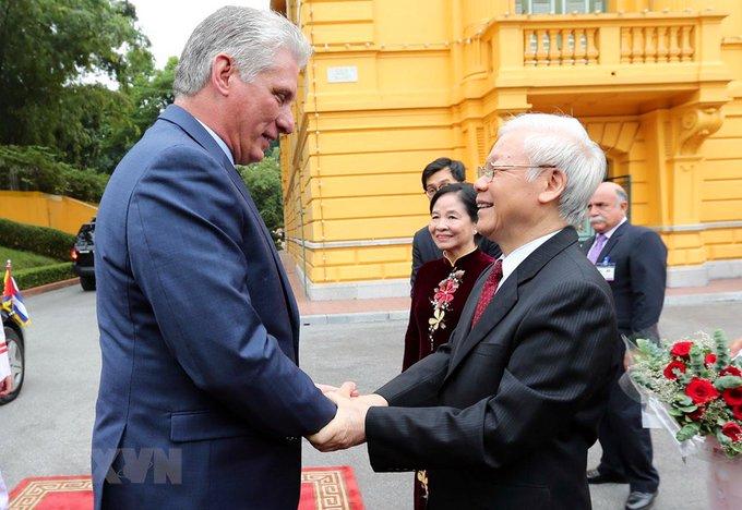 Diaz Canel y Nguyen Phu Trong