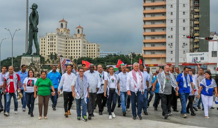 Marcha por la libertad de Palestina y contra el genocidio, desde la Fragua Martiana hasta la Tribuna