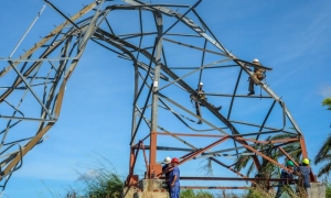Debido a los fuertes vientos del huracán Rafael, se derribaron seis torres de la línea Mariel-Pinar del Río, 
de 220 000 voltios. 