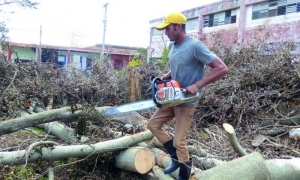Las brigadas de trabajadores forestales fueron las primeras en llegar a las zonas afectadas, para desobstruir las vías por donde entraría la ayuda. foto del autor