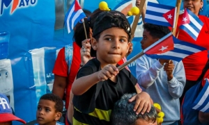 Desfile por el Primero de Mayo en la Plaza de la Revolución José Martí