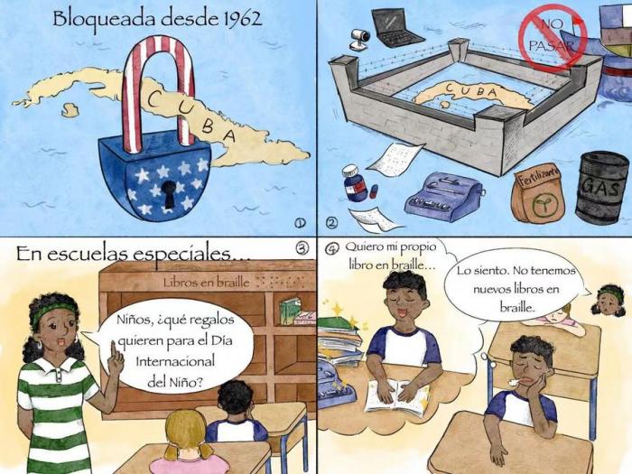 niños cubanos bajo asedio bloqueo a Cuba