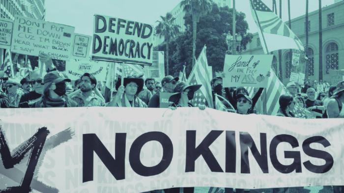 La convocatoria bajo el lema No Kings, surgió como respuesta a la expansión de las redadas y deportaciones masivas ordenadas por el presidente Trump. foto: EFE