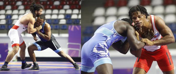 Yonat Véliz quedó en plata y Joenni Gómez conquistó un bronce, para sellar así el botín de las luchas en su jornada inicial. fotos: roberto morejón   