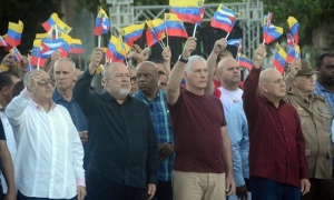 Acto de Solidaridad con la Republica Bolivariana de venezuela,estando presente Miguel Diaz Canel Primer Secretario CCPCC y Presidente de la Republica de Cuba,Manuel Marrero,Roberto Morrales Ojeda.