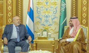 Marrero Cruz, en su visita al Reino de Arabia Saudí, fue recibido por su Alteza Real el Príncipe heredero Mohamed bin Salman. foto: Estudios Revolución