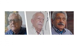 Los premios nacionales 2025: Virgilio López Lemus, José Bell Lara y Pedro Pablo Rodríguez. FOTOS: JUVENAL BALÁN NEYRA Y ICL