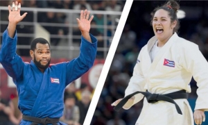 Andy Granda y Sheyla Hernández son de los mejores alumnos de los homenajeados. FOTOS: IJF Y CALIXTO N. LLANES