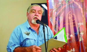 Luciano Castillo, director de la Cinemateca de Cuba, durante su intervención en el homenaje a Juan Padrón FOTO/Diana Inés RODRÍGUEZ RODRÍGUEZ/sdl