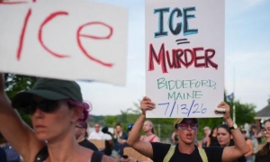 Manifestaciones en maine, ee. uu. tras el asesinato de un migrante a manos de ice. FOTO: AFP