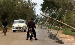 Fuertes da�os ocasion� el peligroso hurac�n en las redes el�ctricas y telef�nicas