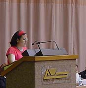 Laura Moisa, dirigente estudiantil colombiana ley la declaracin final del encuentro.