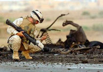 Los restos despus del ataque cerca de Fallujah. Foto: REUTERS
