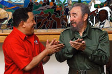 Ch�vez y Fidel en la Casa Bol�var. Foto: RANDY RODRIGUEZ