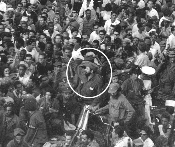 Entrada de Fidel a La Habana el 8 de enero de 1959. Ya no seran solo los moncadistas, ni los expedicionarios del Granma, ni los rebeldes de la Sierra Maestra, ni los combatientes de la clandestinidad, sino todo el pueblo.