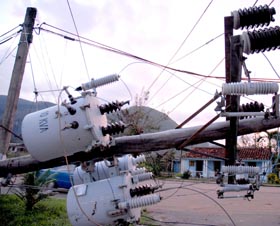 A causa de Gustav y Ike se registran, en el sector elctrico, prdidas que ascienden hasta el momento a 95 millones de dlares y 37 millones de pesos. 