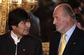 El rey Juan Carlos recibi al mandatario boliviano.