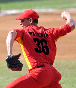 Jorge Alberto Mart�nez les colg� ocho ceros a los Le�adores. FOTO: RICARDO L�PEZ HEVIA