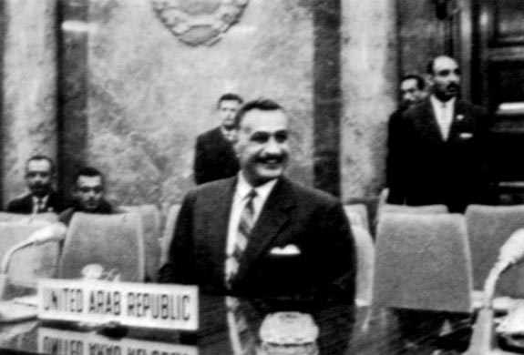 Participantes en la I Cumbre. Presidente de Repblica rabe Unida, Gamal Abdel Nasser.
