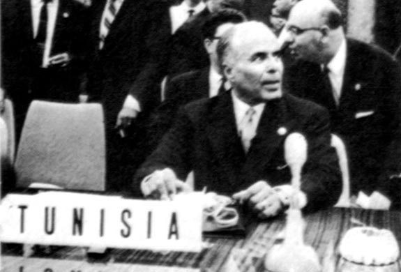 Participantes en la I Cumbre. Presidente de Tnez, Habib Bourguiba