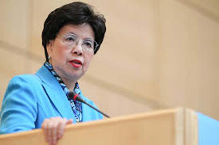 La docteure Margaret Chan  Genve pendant la confrence de presse  propos de la collaboration cubaine dans la lutte contre le virus bola, le 12 septembre 2014. 